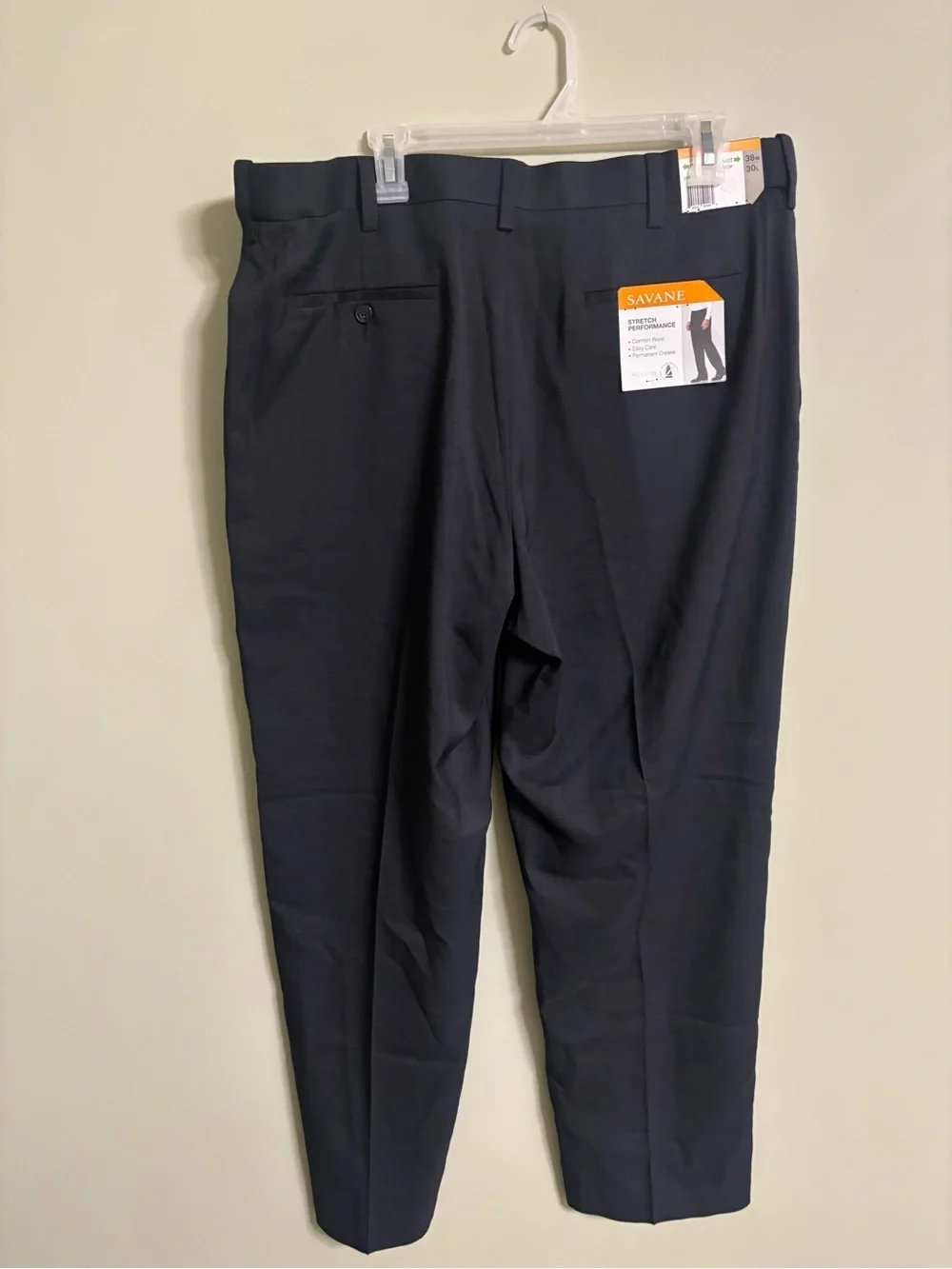Savane Stretch Performance Mens No Iron Dress Pants Size 38x30 Comfort Waist New